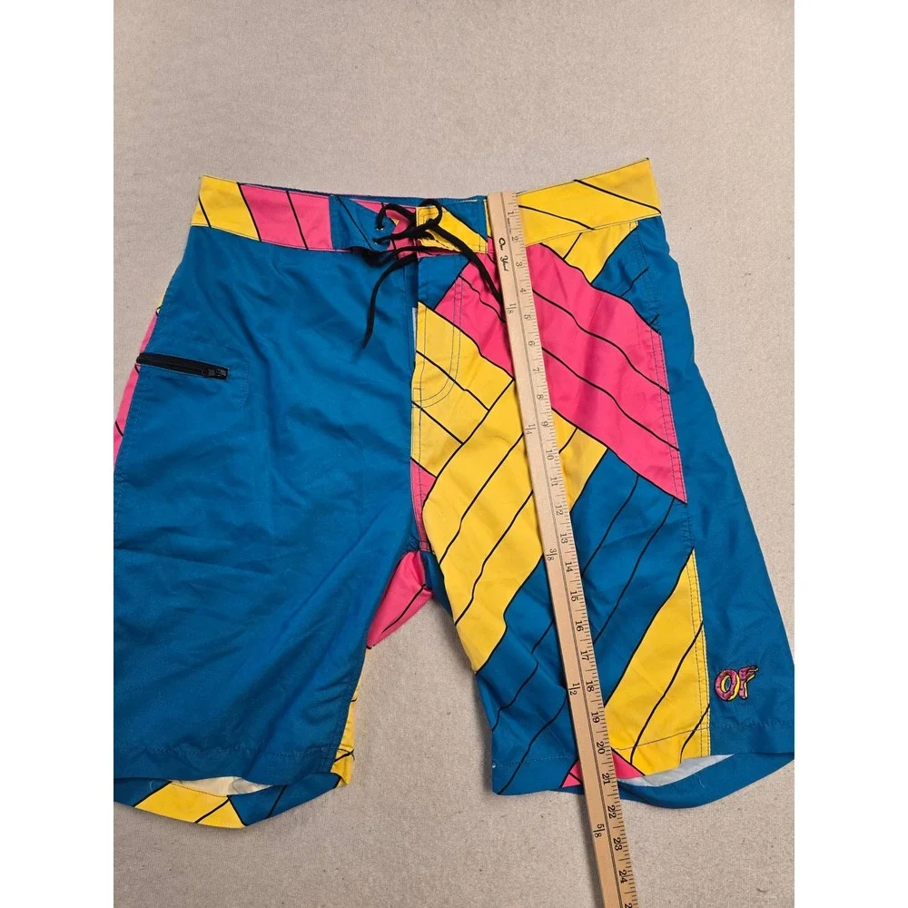 Odd Future OFWGKTA Mens‎ Large Board Shorts Blue Pink Geometric Swim Trunks